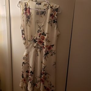 White Floral Wrap Around Dress